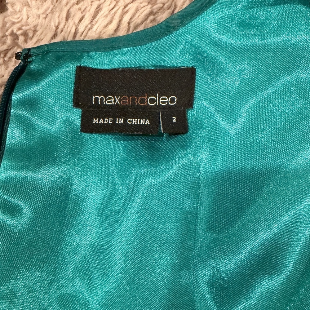 Max & Cleo Teal Ruffled Mini Dress - Picture 9 of 9